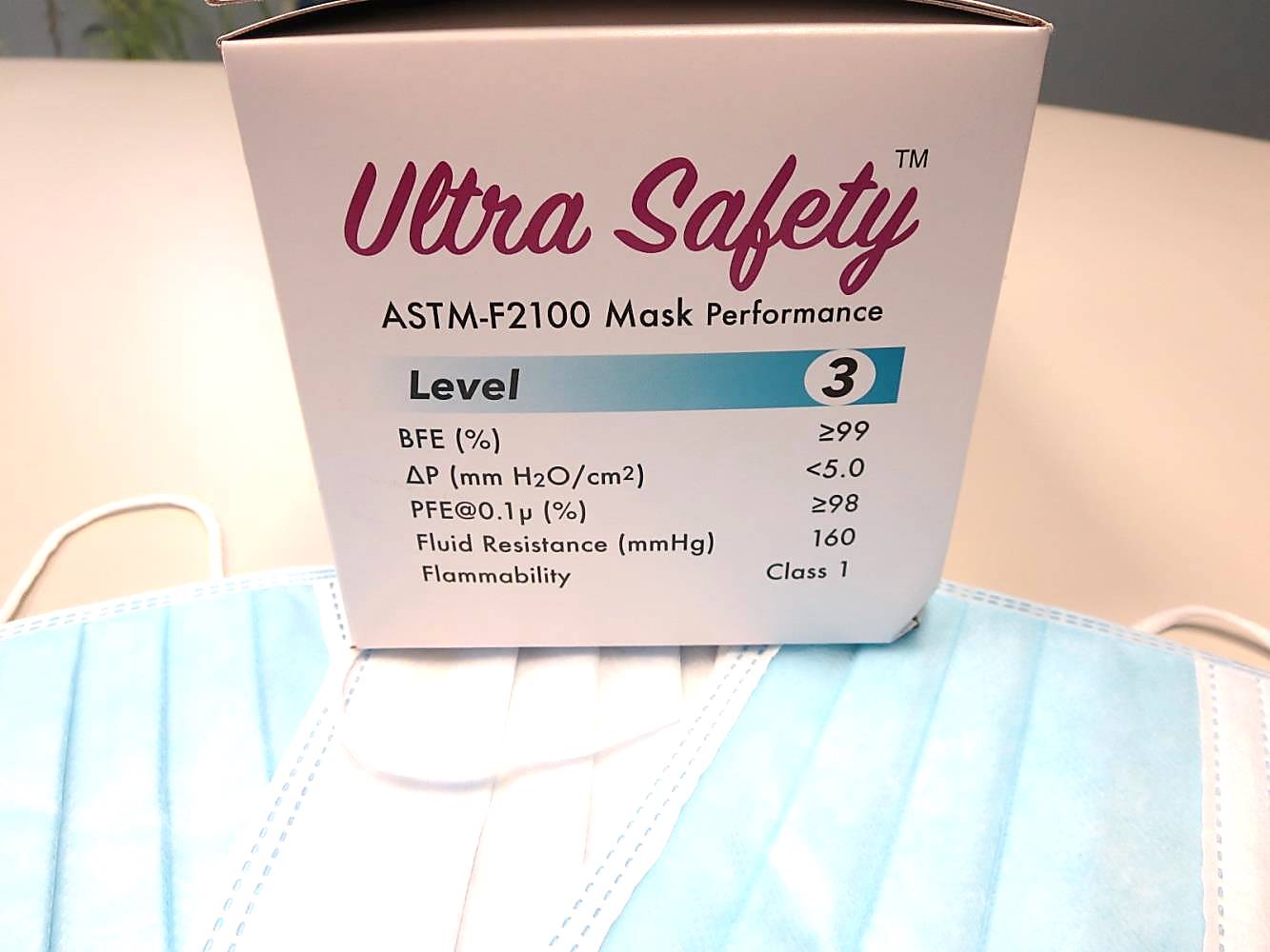 Maytex #3135B Maytex® Ultra Safety™ Disposable ASTM Level 3 Blue 4-ply  Ear Loop Face Masks